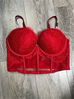 NEW Victoria Secret Red lace push-up bra 38D
